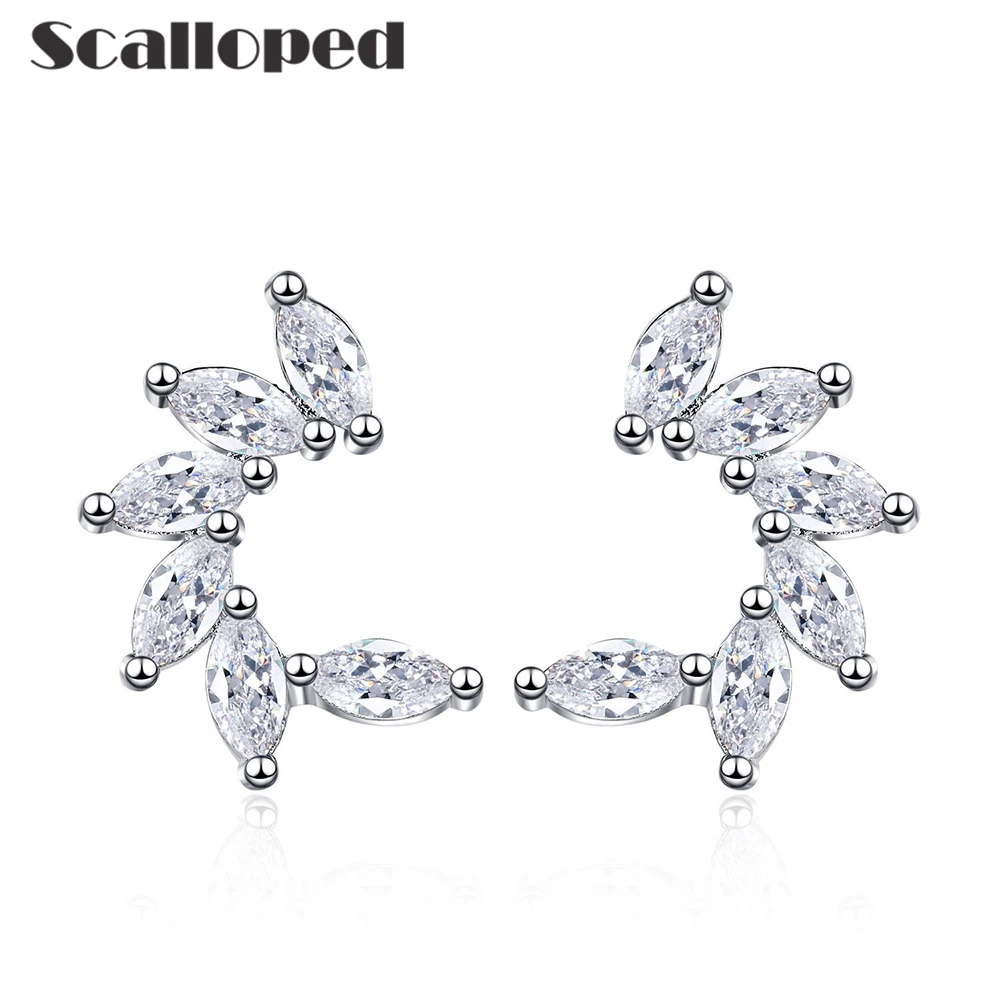 SCALLOPED Korean Crystal Stud Earrings For Women 2021 New Sparkling Zircon Brand Design Statement Jewelry Gift
SCALLOPED Korean Crystal Stud Earrings For Women 2021 New Sparkling Zircon Brand Design Statement Jewelry Gift