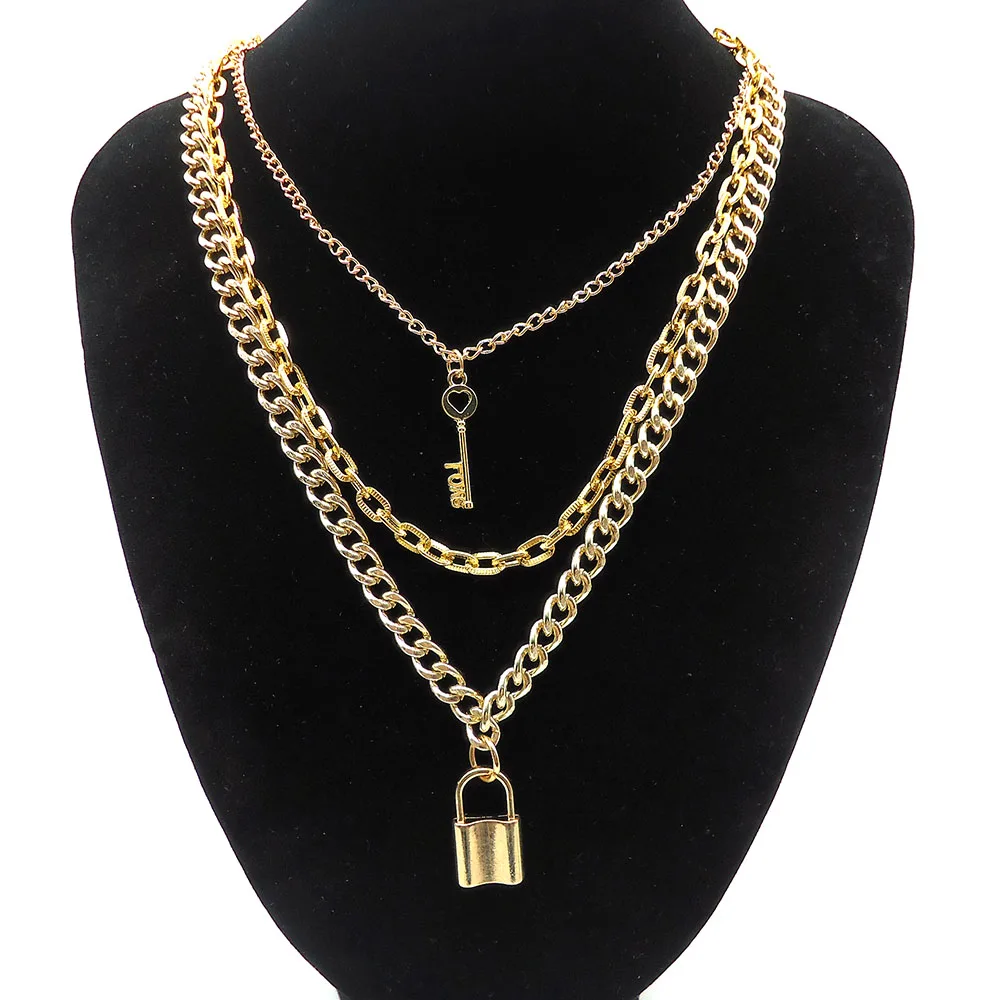 Vintage Bijoux Femme Women Golden Key Lock Pendants and Necklaces On Aluminum Link Punk Women's Neck Chain Jewelry Wholesale
Vintage Bijoux Femme Women Golden Key Lock Pendants and Necklaces On Aluminum Link Punk Women's Neck Chain Jewelry Wholesale