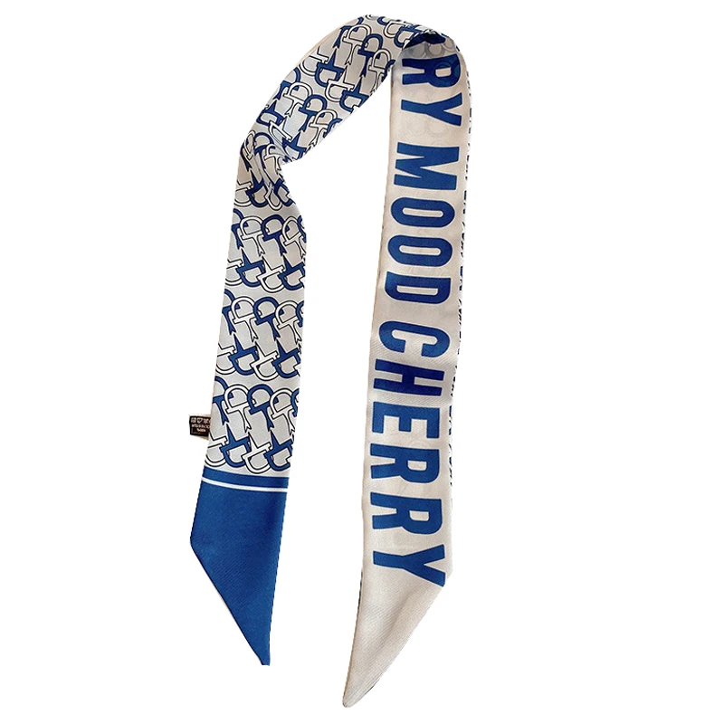 Fashion Letter Long Strip Double-sided Beveled Square Silk Scarf Lady Office Small Neck Scarves Female Hair Band Tied Bag Ribbon 
Fashion Letter Long Strip Double-sided Beveled Square Silk Scarf Lady Office Small Neck Scarves Female Hair Band Tied Bag Ribbon