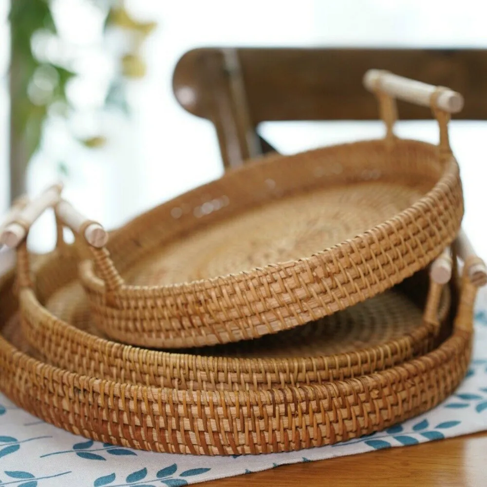 S/m/l Round Rattan Bread Basket Woven Tea Tray With Handles Home Dinner Serving Decoration
S/m/l Round Rattan Bread Basket Woven Tea Tray With Handles Home Dinner Serving Decoration