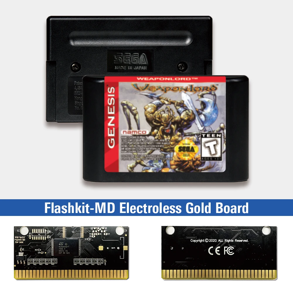 Weaponlord - USA Label Flashkit MD Electroless Gold PCB Card for Sega Genesis Megadrive Video Game Console
Weaponlord - USA Label Flashkit MD Electroless Gold PCB Card for Sega Genesis Megadrive Video Game Console