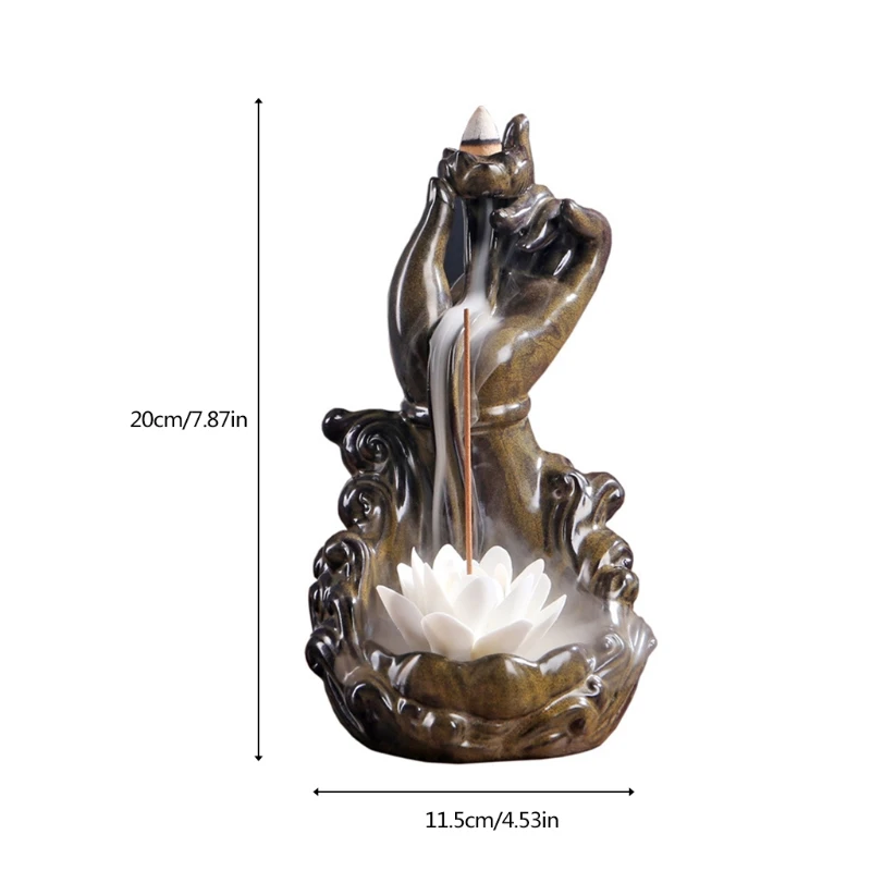 Avalokitesvara Bodhisattva Buddha Lotus Backflow Incense Burner, Backflow Incense Holder for Home Decor Aromatherapy
Avalokitesvara Bodhisattva Buddha Lotus Backflow Incense Burner, Backflow Incense Holder for Home Decor Aromatherapy