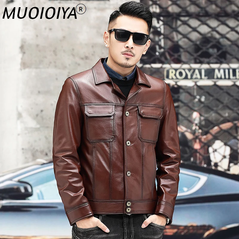 MUOIOYIA Real Cowhide Leather Jacket Men Black Genuine Leather Coat Male Short Slim Korean Leather Jackets Blouson Homme SQQ755 
MUOIOYIA Real Cowhide Leather Jacket Men Black Genuine Leather Coat Male Short Slim Korean Leather Jackets Blouson Homme SQQ755