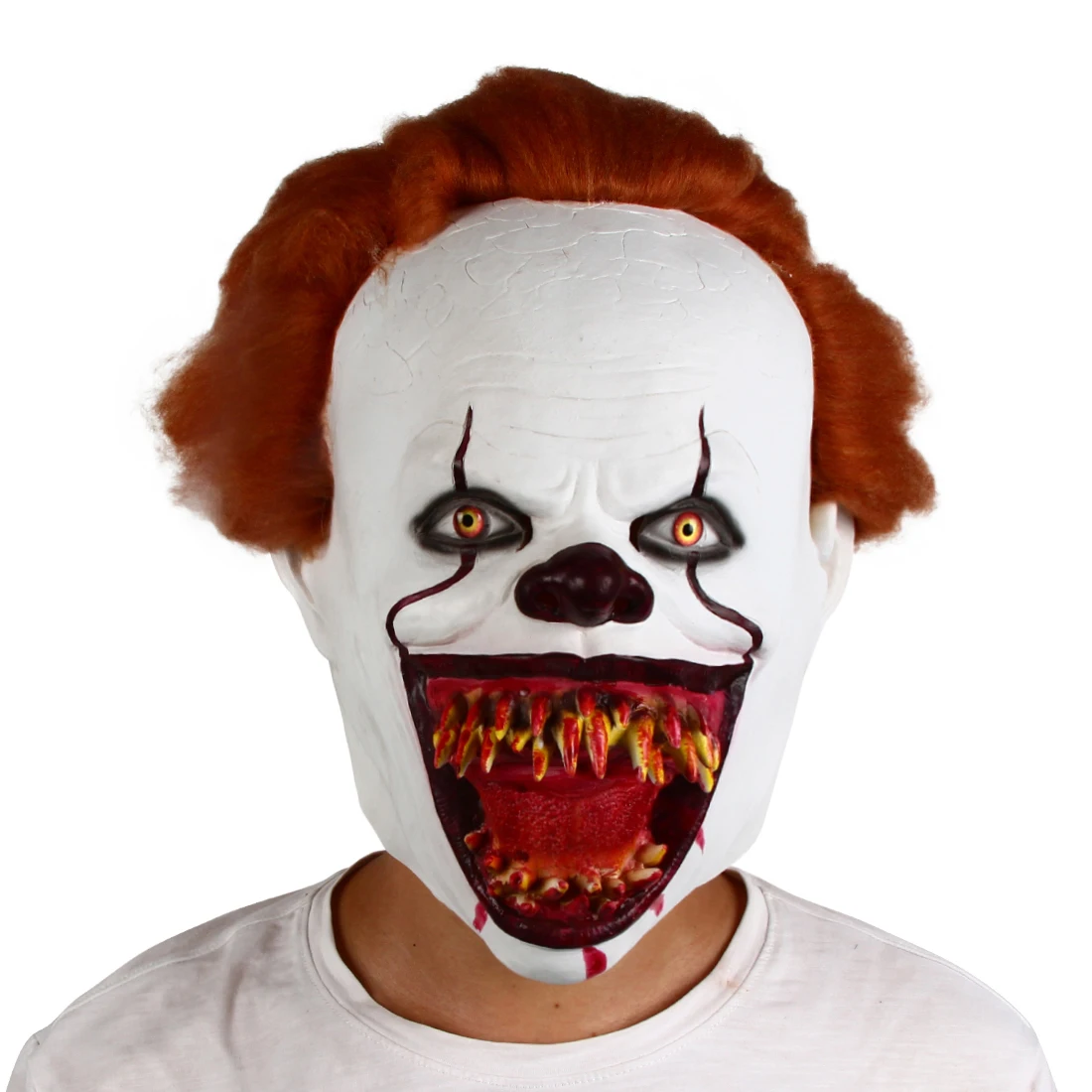 Men Pennywise Full Head Clown Mask Halloween IT Cosplay Costume Props Stephen King's Horror Clown Masks
Men Pennywise Full Head Clown Mask Halloween IT Cosplay Costume Props Stephen King's Horror Clown Masks