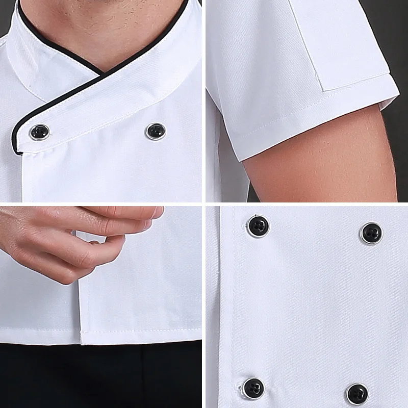 Quality Wholesale Unisex Kitchen Chef Uniform Bakery Food Service Short Sleeve Breathable Double Breasted Cookware Chef Jacket
Quality Wholesale Unisex Kitchen Chef Uniform Bakery Food Service Short Sleeve Breathable Double Breasted Cookware Chef Jacket
