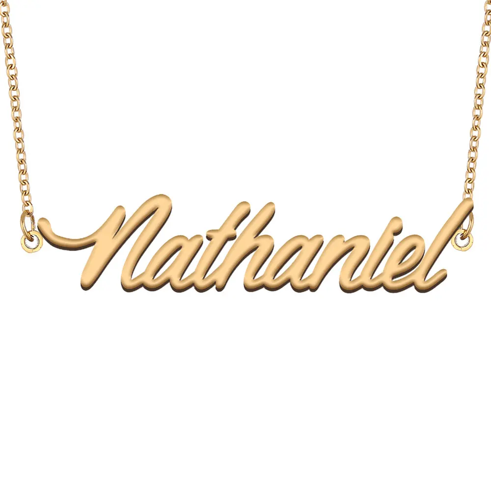 Nathaniel Nameplate Necklace for Women Stainless Steel Jewelry Gold Plated Name plate Pendant Femme Mother Girlfriend Gift
Nathaniel Nameplate Necklace for Women Stainless Steel Jewelry Gold Plated Name plate Pendant Femme Mother Girlfriend Gift
