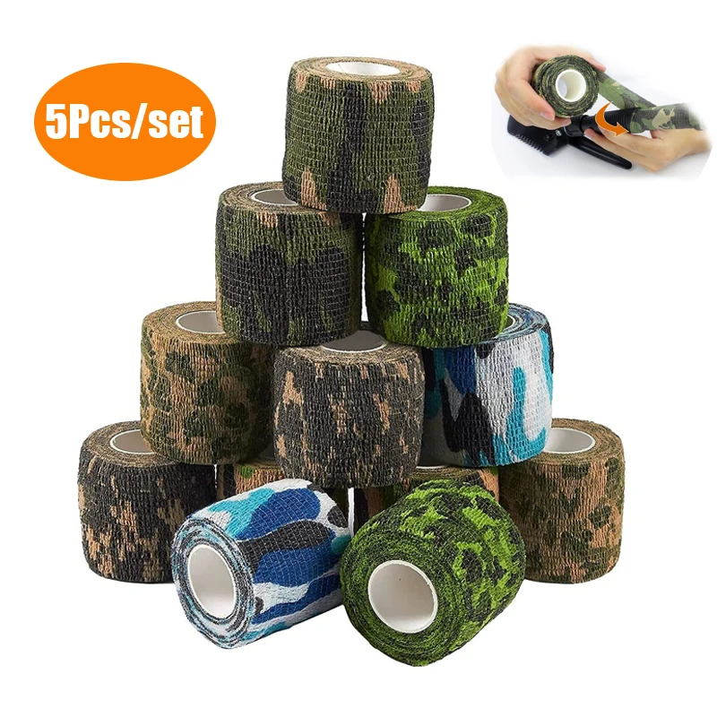 5 Rolls 4.5mx5cm Self Adhesive Tape Elastic Camping Hunting Disguise Camo Bandage Stealth War Game Camouflage Tape
5 Rolls 4.5mx5cm Self Adhesive Tape Elastic Camping Hunting Disguise Camo Bandage Stealth War Game Camouflage Tape
