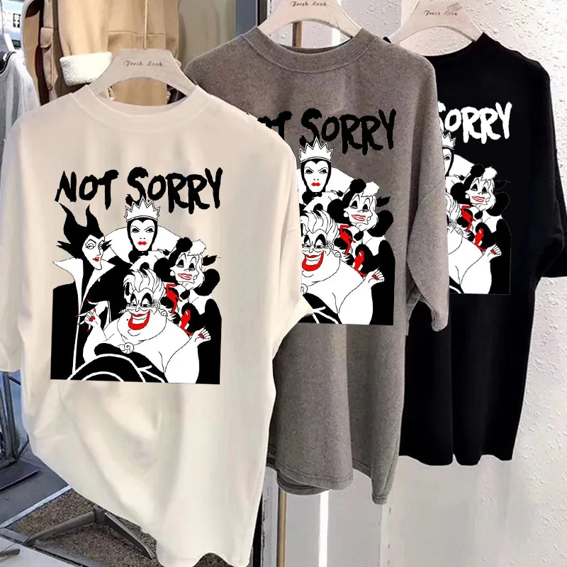 Новинка 2021 года модная Осенняя футболка Disney из хлопка с изображением злодеев и