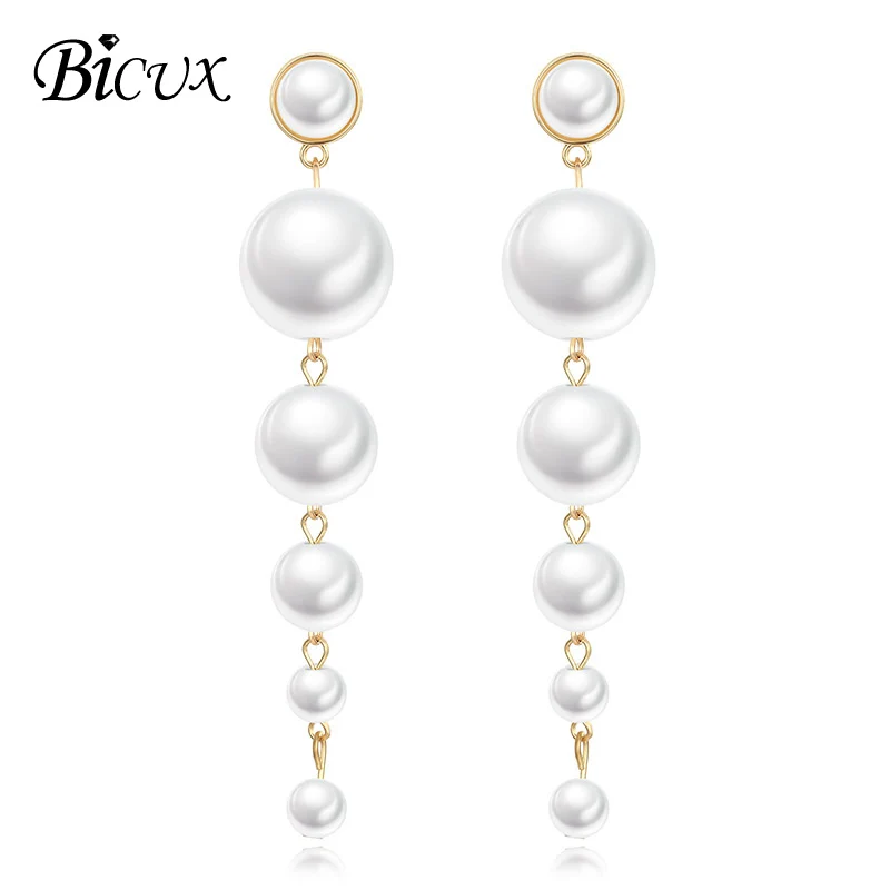 BICUX Korean Imitation Pearl Long Drop Earrings for Women Fashion Statement Charm White Round Dangle Femme Earring 2019 Jewelry
BICUX Korean Imitation Pearl Long Drop Earrings for Women Fashion Statement Charm White Round Dangle Femme Earring 2019 Jewelry