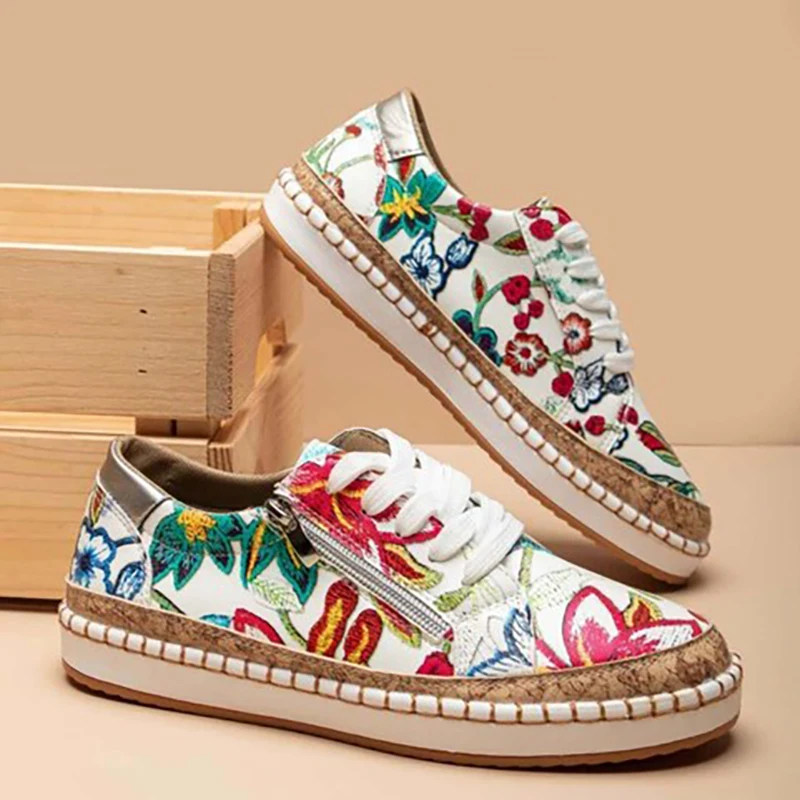 New Women Sneakers Elegant Floral Printed Lace Up Female Flat Shoes Fashion Round Toe Lady Vulcanized Shoes Women Casual Shoes
New Women Sneakers Elegant Floral Printed Lace Up Female Flat Shoes Fashion Round Toe Lady Vulcanized Shoes Women Casual Shoes