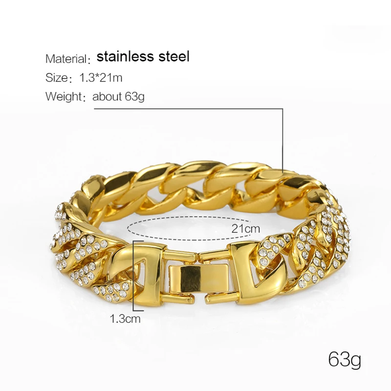 SINLEERY men rhinestones bracelet stainless steel curb chain bangle for male women hiphop trendy wrist jewelry gift SL132 SSH
SINLEERY men rhinestones bracelet stainless steel curb chain bangle for male women hiphop trendy wrist jewelry gift SL132 SSH