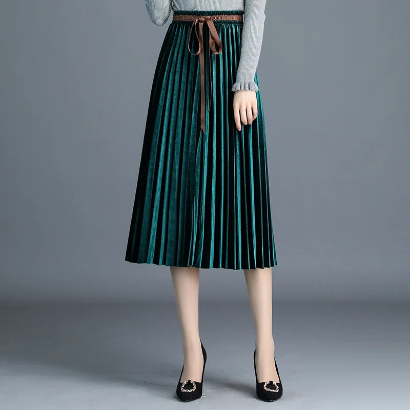 Vintage Elegant High Waist Pleuche Pleated Skirt for Women Spring Autumn Korean Loose Casual Mid-long Solid Color Skirts Y243
Vintage Elegant High Waist Pleuche Pleated Skirt for Women Spring Autumn Korean Loose Casual Mid-long Solid Color Skirts Y243