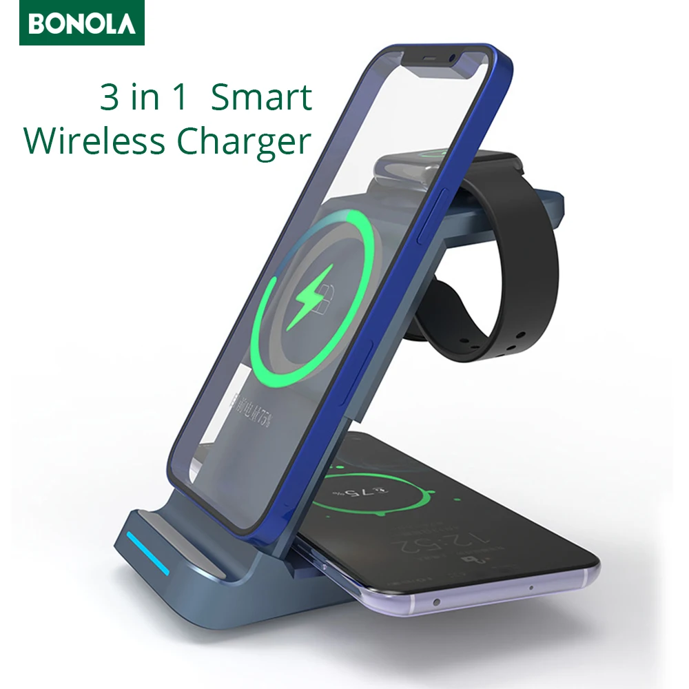 Bonola 15W Magnetic Wireless Charger 3 in 1 Stand for iPhone 13 12 Pro Max Fast Charger Station for Apple Watch 7 6/AirPods Pro
Bonola 15W Magnetic Wireless Charger 3 in 1 Stand for iPhone 13 12 Pro Max Fast Charger Station for Apple Watch 7 6/AirPods Pro