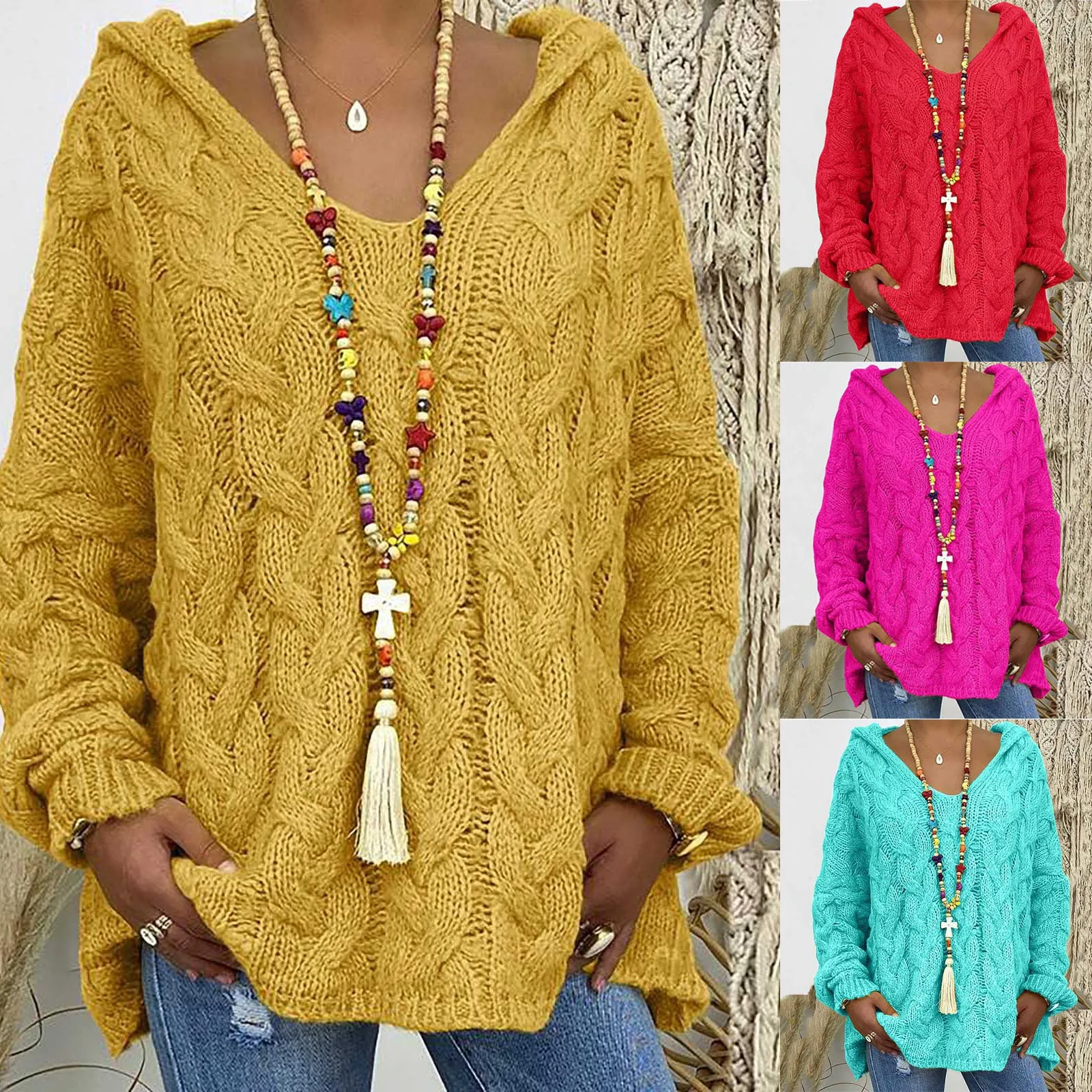 2021 Women Fashion Loose Large Size Solid Color Hood Long Sleeves Sweater Tops Long Sleeve Soft Warm Pull Femme Winter Sweaters
2021 Women Fashion Loose Large Size Solid Color Hood Long Sleeves Sweater Tops Long Sleeve Soft Warm Pull Femme Winter Sweaters