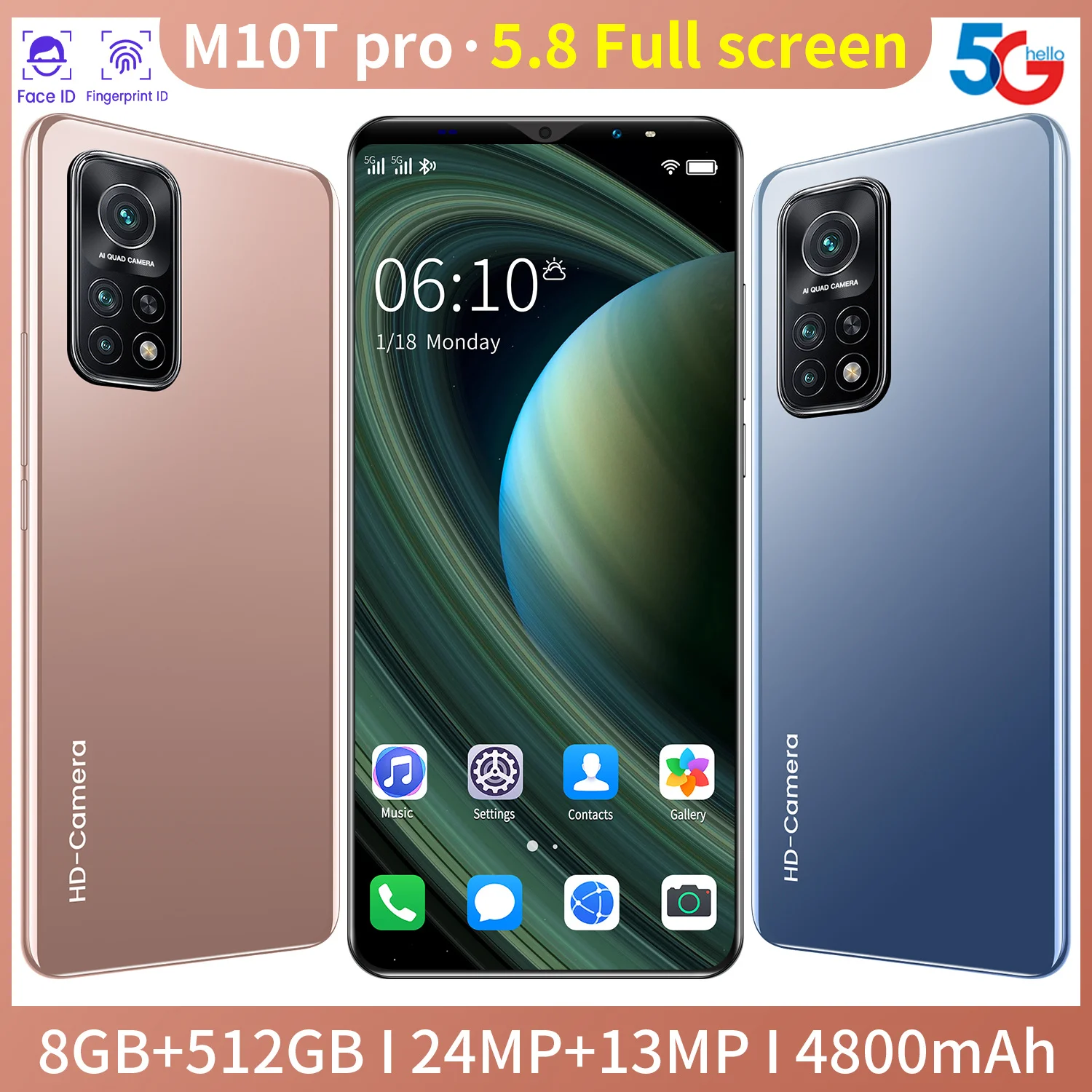 Global M10T Pro 5.8 Inch 13+24MP Face Fingerprint ID 8 Core Mobile Phone MTK6763 4800mAh Dual SIM Andriod 10 Smart Phone Celular
Global M10T Pro 5.8 Inch 13+24MP Face Fingerprint ID 8 Core Mobile Phone MTK6763 4800mAh Dual SIM Andriod 10 Smart Phone Celular
