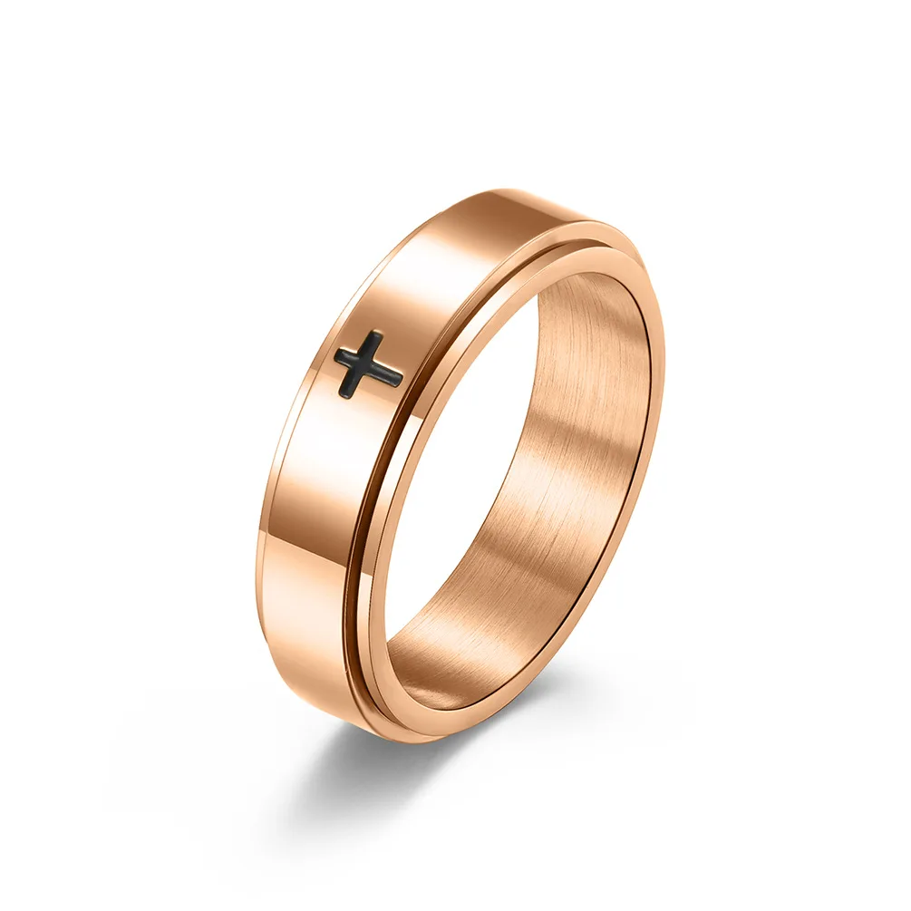 New European and American Simple Cross Rotatable Reduce Pressure Ring Universal Wheel Titanium Steel Ring Jewelry
New European and American Simple Cross Rotatable Reduce Pressure Ring Universal Wheel Titanium Steel Ring Jewelry