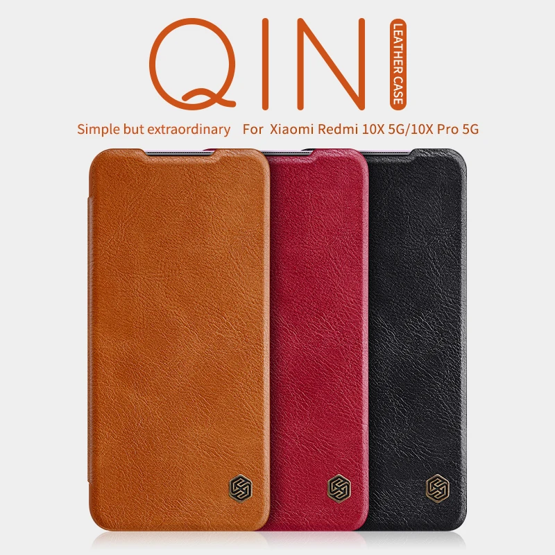 Чехол Funda для xiaomi redmi 10X чехол NILLKIN Qin с просыпающимся Смарт Флип раскладный кожаный