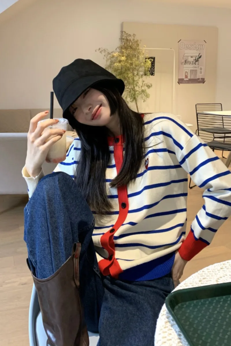 Striped Sweater Coat Women's Korean-Style Loose Knitted Cardigan Long-Sleeved Top, 2020 Autumn and Winter New
Striped Sweater Coat Women's Korean-Style Loose Knitted Cardigan Long-Sleeved Top, 2020 Autumn and Winter New