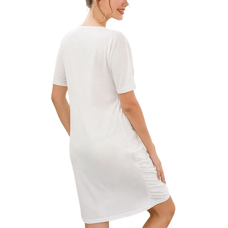 New Fashion Female O-neck Loose Cotton Robe Women Short Sleeve Slim Bodycon Dresses Solid Color Split Mini Dresses
New Fashion Female O-neck Loose Cotton Robe Women Short Sleeve Slim Bodycon Dresses Solid Color Split Mini Dresses