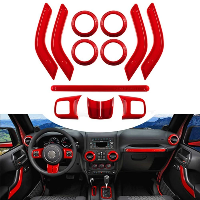 Interior Trim Steering Wheel & Center Console Air Outlet Trim Door Handle Cover for Jeep Wrangler JK JKU 2011-2017 Red
Interior Trim Steering Wheel & Center Console Air Outlet Trim Door Handle Cover for Jeep Wrangler JK JKU 2011-2017 Red