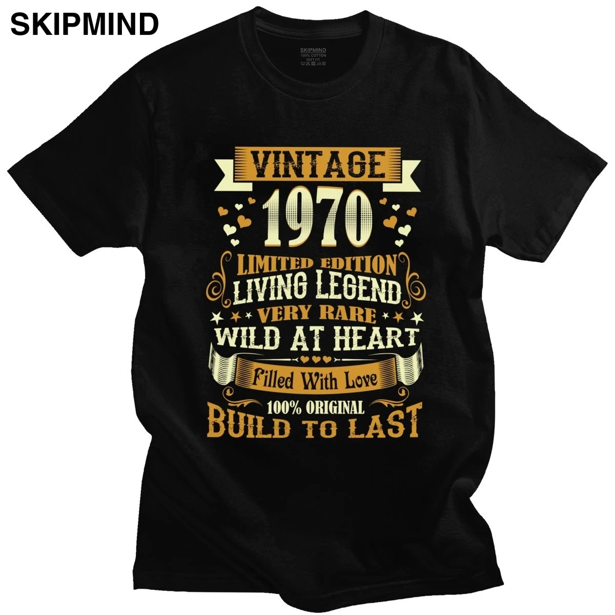 

Новинка, Мужская Винтажная футболка, коллекция 1970 года, футболка из хлопка с короткими рукавами, футболка для отдыха с надписью «Living Legend», очень редкая футболка с изображением дикого сердца
