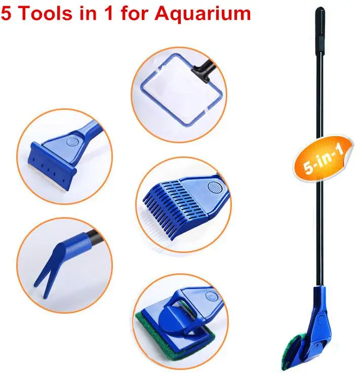 5 In 1 Aquarium Tank Cleaner Set Fish Net Gravel Rake Algae Scraper Grass Fork Sponge Brush Glass Fish Tank Cleaning Tools
5 In 1 Aquarium Tank Cleaner Set Fish Net Gravel Rake Algae Scraper Grass Fork Sponge Brush Glass Fish Tank Cleaning Tools