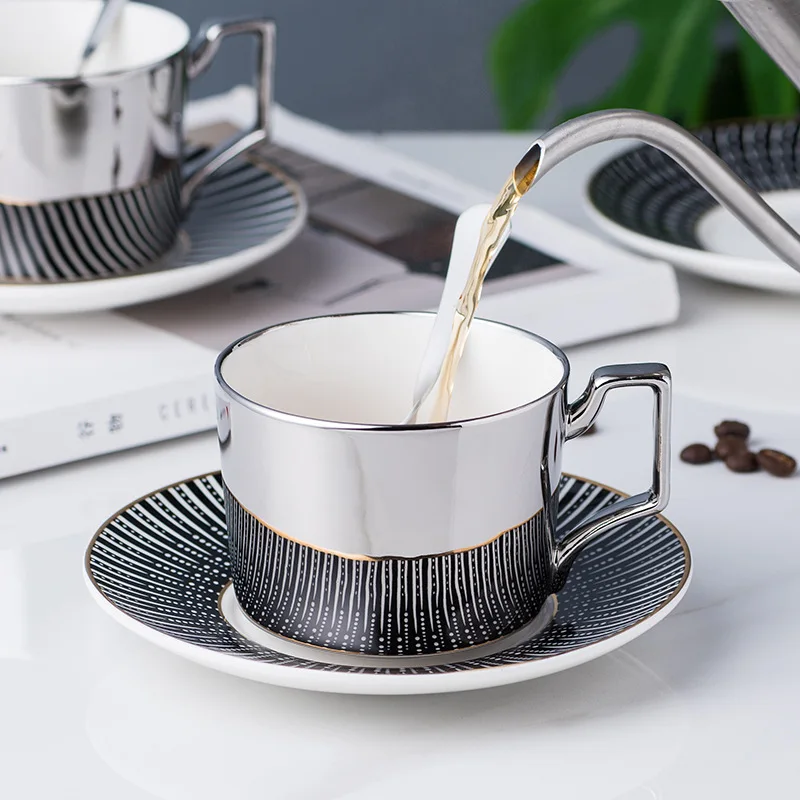 Titanium silver mirror reflection coffee cup with plate l European coffee cup plate afternoon tea cup set coffee mug mug
Titanium silver mirror reflection coffee cup with plate l European coffee cup plate afternoon tea cup set coffee mug mug