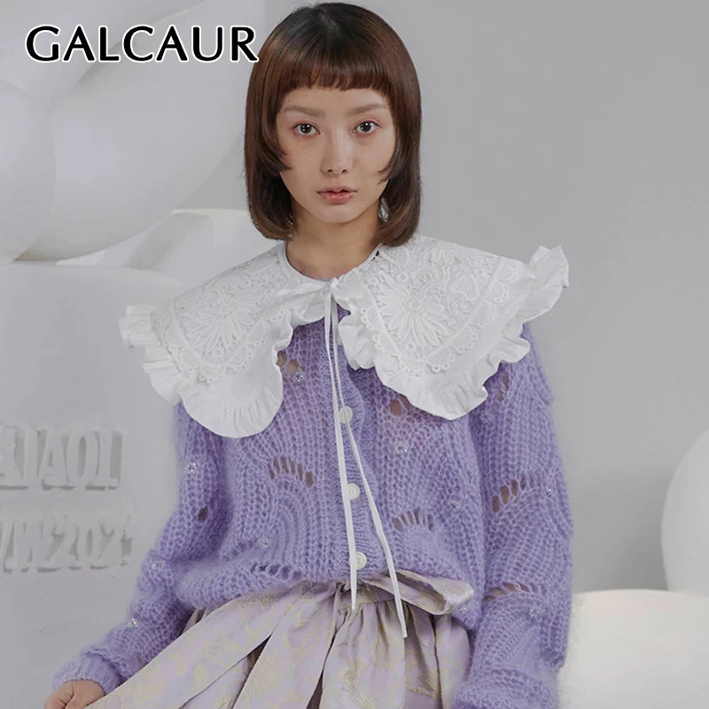 GALCAUR Vintage Ruffles Trim Sweater For Women Lapel Collar Long Sleeve Single Breasted Knitting Cardigan Female Korean Fashion
GALCAUR Vintage Ruffles Trim Sweater For Women Lapel Collar Long Sleeve Single Breasted Knitting Cardigan Female Korean Fashion