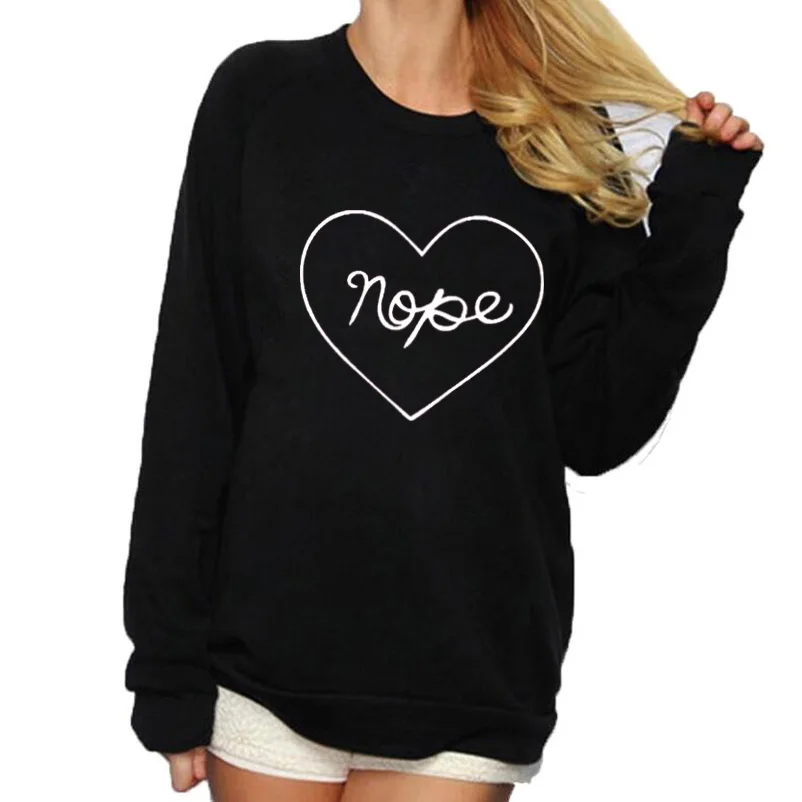 Fashion Tops Black White Sweatshirt Hip Hop Harajuku Nope Sassy Valentine's Day Heart Crewneck Sweatshirt Cute Kawayi Printing
Fashion Tops Black White Sweatshirt Hip Hop Harajuku Nope Sassy Valentine's Day Heart Crewneck Sweatshirt Cute Kawayi Printing