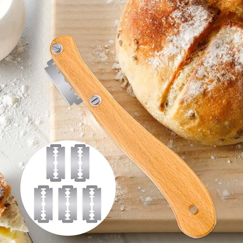 Bread Arc Curved Knife Bread Slashing Tool Baguette Bakery Cutting Tool French Toast Cutter 5 Blades Bread Lame with Wood Handle 
Bread Arc Curved Knife Bread Slashing Tool Baguette Bakery Cutting Tool French Toast Cutter 5 Blades Bread Lame with Wood Handle