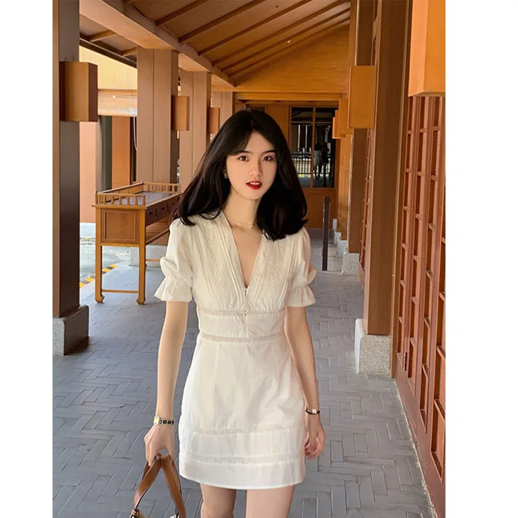 Женская летняя новая французская юбка-трапеция 2021, летнее платье для отпуска с коротким рукавом, женская черная юбка 
Женская летняя новая французская юбка-трапеция 2021, летнее платье для отпуска с коротким рукавом, женская черная юбка