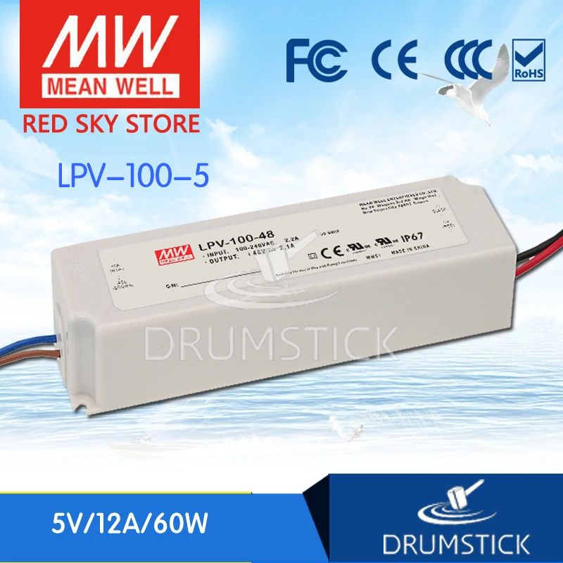 Meanwell LPV 100 5 в 12A meanwell 60 Вт одиночный выход Индикатор импульсный источник
