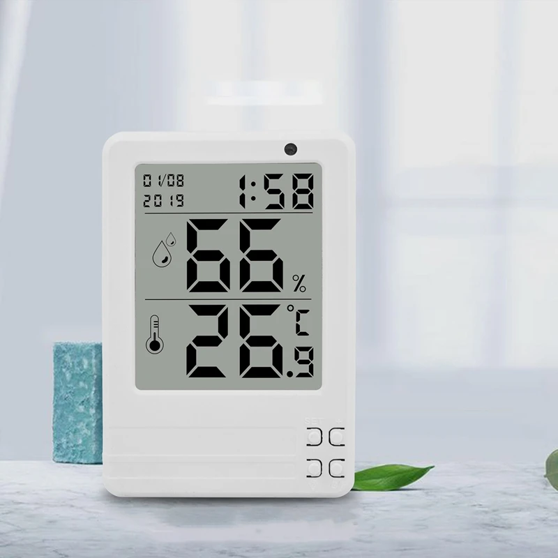 

LCD Digital Thermometer Hygrometer Alarm Clock Calendar Weather Station Desk Clock Temperature Humidity Meter Barometer Indoor W
