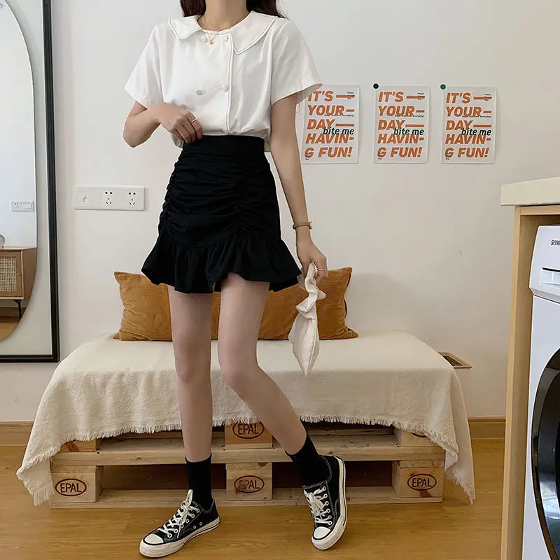 Skirts Women Basic Ruffles Solid Street Style Ins Ulzzang Personality High Waist Summer Casual Popular Pleated Students Bottoms
Skirts Women Basic Ruffles Solid Street Style Ins Ulzzang Personality High Waist Summer Casual Popular Pleated Students Bottoms