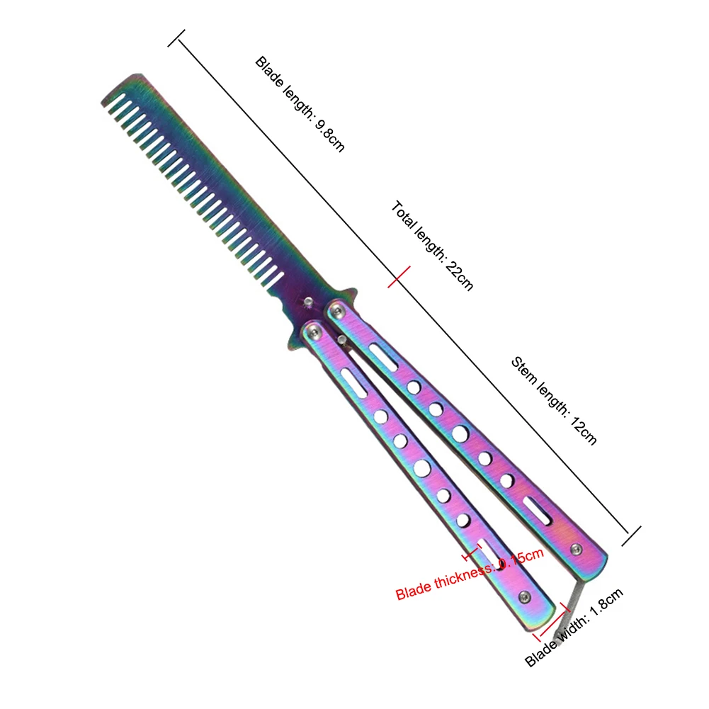 Foldable Butterfly Knife Comb Hairdressing Styling Tool Outdoor Camping Practice Comb Stainless Steel Folding Multi-tool Brush
Foldable Butterfly Knife Comb Hairdressing Styling Tool Outdoor Camping Practice Comb Stainless Steel Folding Multi-tool Brush
