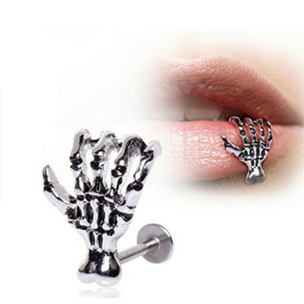 1Pcs Punk Skull Shape Devil Hand Kylie Lip Ring Ear Piercing Not Piercing Lip Decoration Stud Ring Jewelry Skeleton Plam Stud
1Pcs Punk Skull Shape Devil Hand Kylie Lip Ring Ear Piercing Not Piercing Lip Decoration Stud Ring Jewelry Skeleton Plam Stud