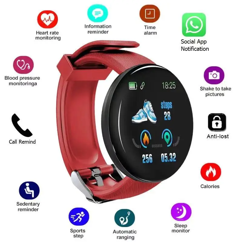 Смарт-часы 2020 D18 Nand с пульсометром, тонометром, Bluetooth, фитнес-трекером для Android Watch D19 с Шагомером
Смарт-часы 2020 D18 Nand с пульсометром, тонометром, Bluetooth, фитнес-трекером для Android Watch D19 с Шагомером