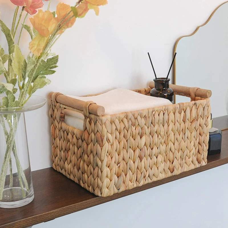 Hand-Woven Jumbo Storage Baskets with Wooden Handles, Water Hyacinth Wicker Baskets for Organizing, 2-Pack
Hand-Woven Jumbo Storage Baskets with Wooden Handles, Water Hyacinth Wicker Baskets for Organizing, 2-Pack