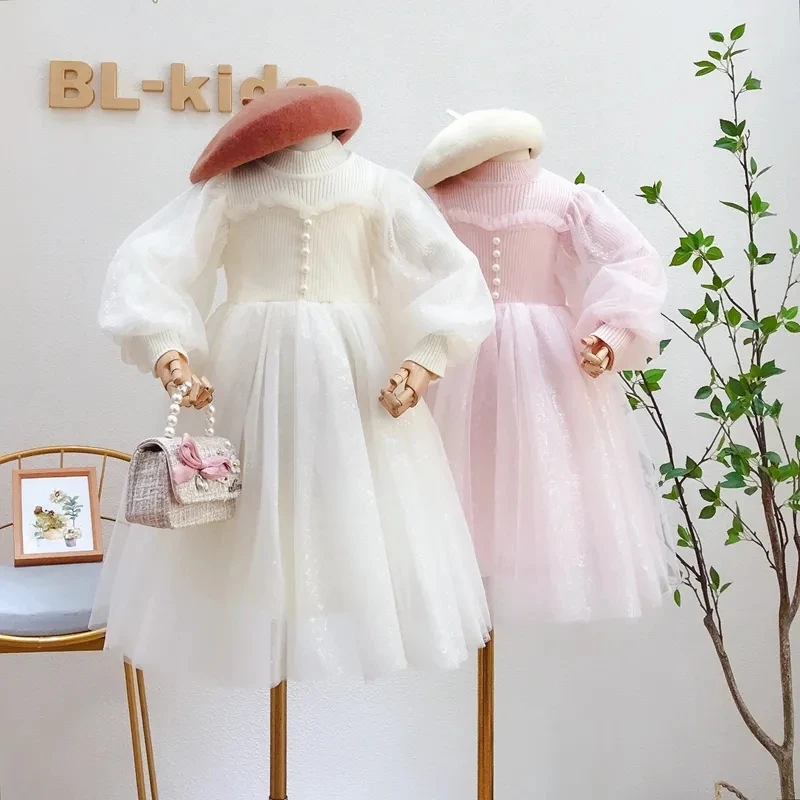 New Spring Autumn Girls Kids Mesh Princess Dress Fashion Elegant Turtleneck Bubble Sleeve Vestidos Baby Children Clothing
New Spring Autumn Girls Kids Mesh Princess Dress Fashion Elegant Turtleneck Bubble Sleeve Vestidos Baby Children Clothing