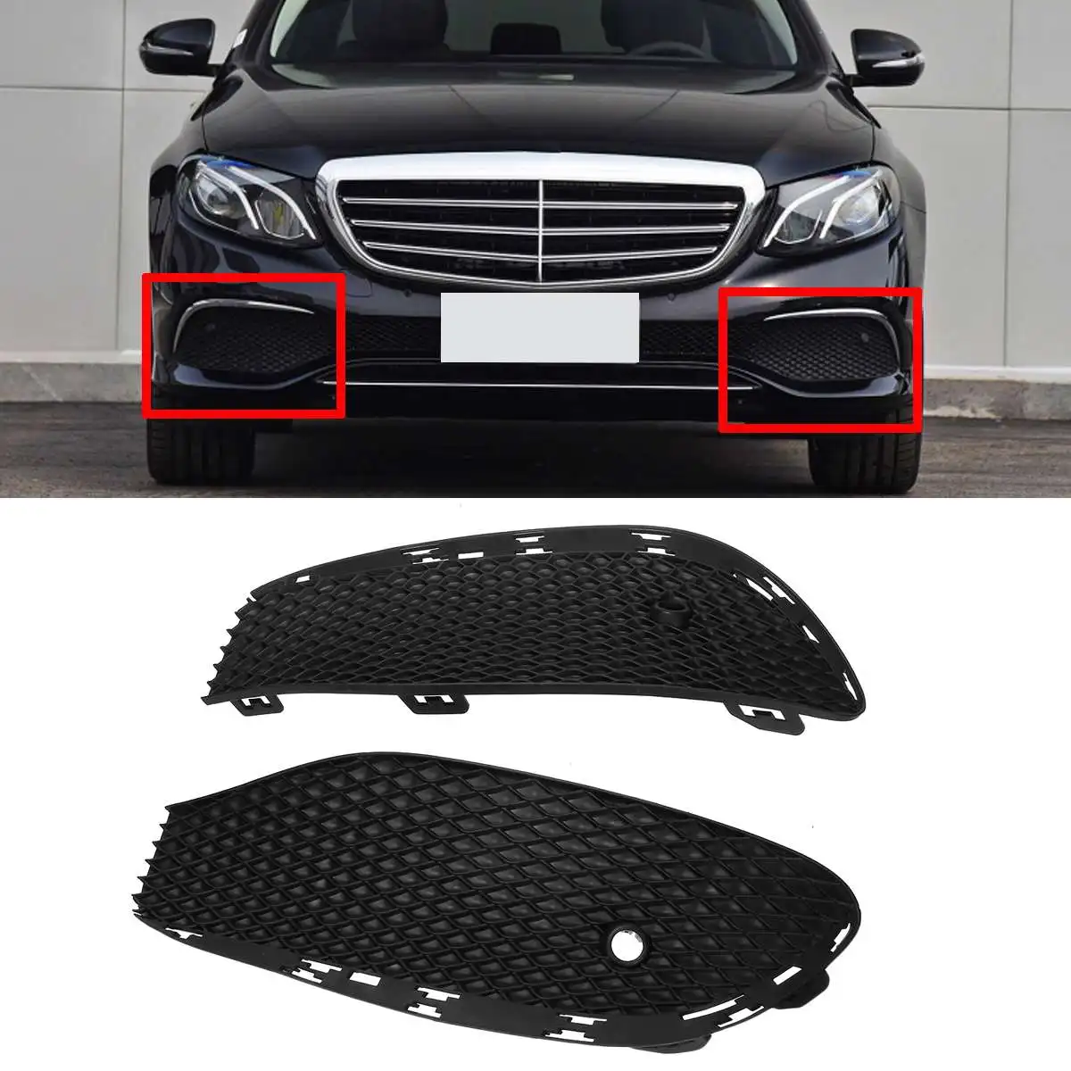 2pcs W213 Car Front Bumper Fog Light Grille Grill Cover Trim For Mercedes For Benz E Class W213 2016-2020 2138850822 2138851122 
2pcs W213 Car Front Bumper Fog Light Grille Grill Cover Trim For Mercedes For Benz E Class W213 2016-2020 2138850822 2138851122