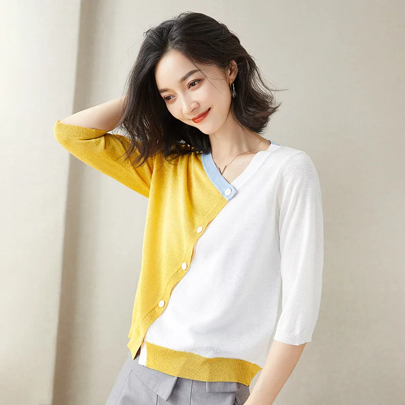 The new spring and summer 2021 han edition leisure 7 minutes of sleeve sweater thin irregular oblique single breasted ladies car
The new spring and summer 2021 han edition leisure 7 minutes of sleeve sweater thin irregular oblique single breasted ladies car
