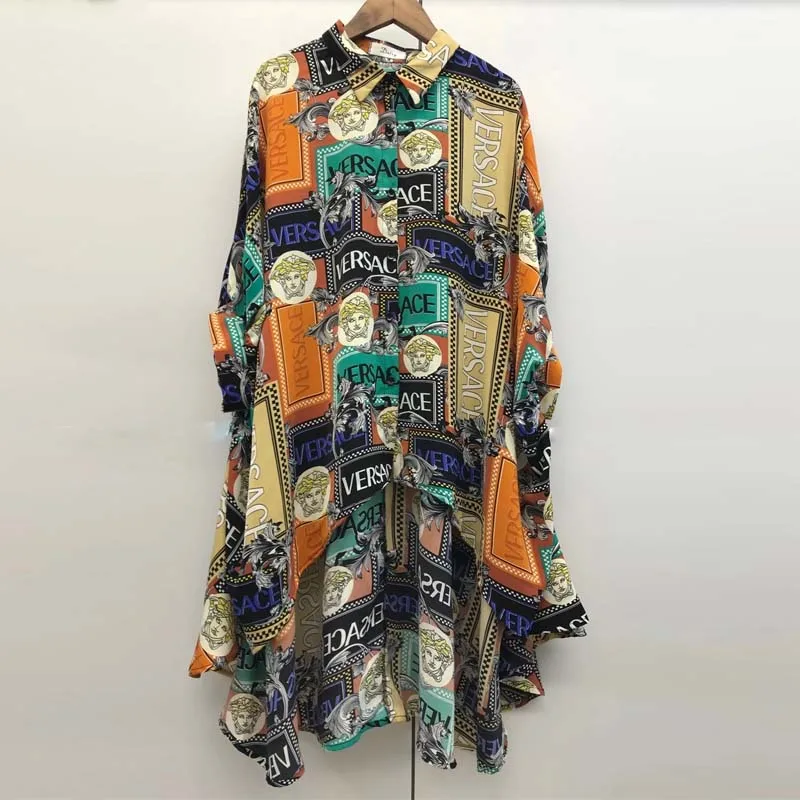 Women Long Sleeve Shirt Dress Autumn Printed OL Long Dresses Laides Turn-down Collar Loose Sundress Party Dresses
Women Long Sleeve Shirt Dress Autumn Printed OL Long Dresses Laides Turn-down Collar Loose Sundress Party Dresses