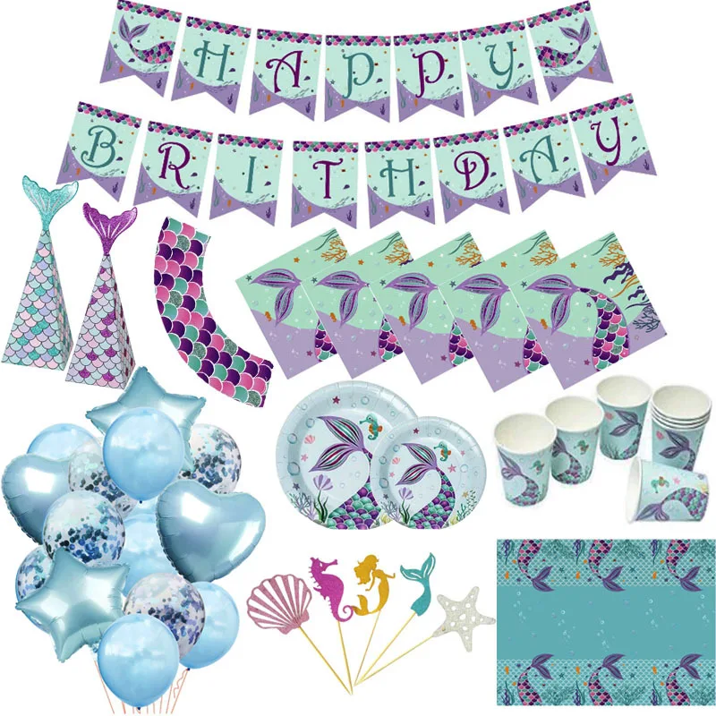 Mermaid Birthday Disposable Tableware Set Mermaid Tail Paper Plates Cups Tablecloth Baby Shower Gender Reveal Party Decorations
Mermaid Birthday Disposable Tableware Set Mermaid Tail Paper Plates Cups Tablecloth Baby Shower Gender Reveal Party Decorations