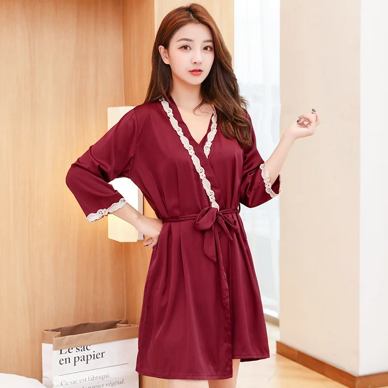 2020 Women Sexy Stain Robe Nightdress Set 2 Piece Pajama Set Lace V-Neck Sling Spring Summer Robe Gown Set Sleepwear Bathrobe
2020 Women Sexy Stain Robe Nightdress Set 2 Piece Pajama Set Lace V-Neck Sling Spring Summer Robe Gown Set Sleepwear Bathrobe