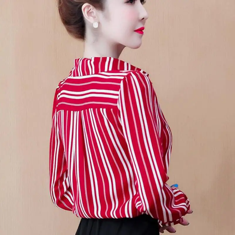 Fashion Striped Chiffon Blouse Women Shirts Long Sleeve V-neck OL Office Women Tops Plus Size Women Blouses Camisas De Mujer
Fashion Striped Chiffon Blouse Women Shirts Long Sleeve V-neck OL Office Women Tops Plus Size Women Blouses Camisas De Mujer
