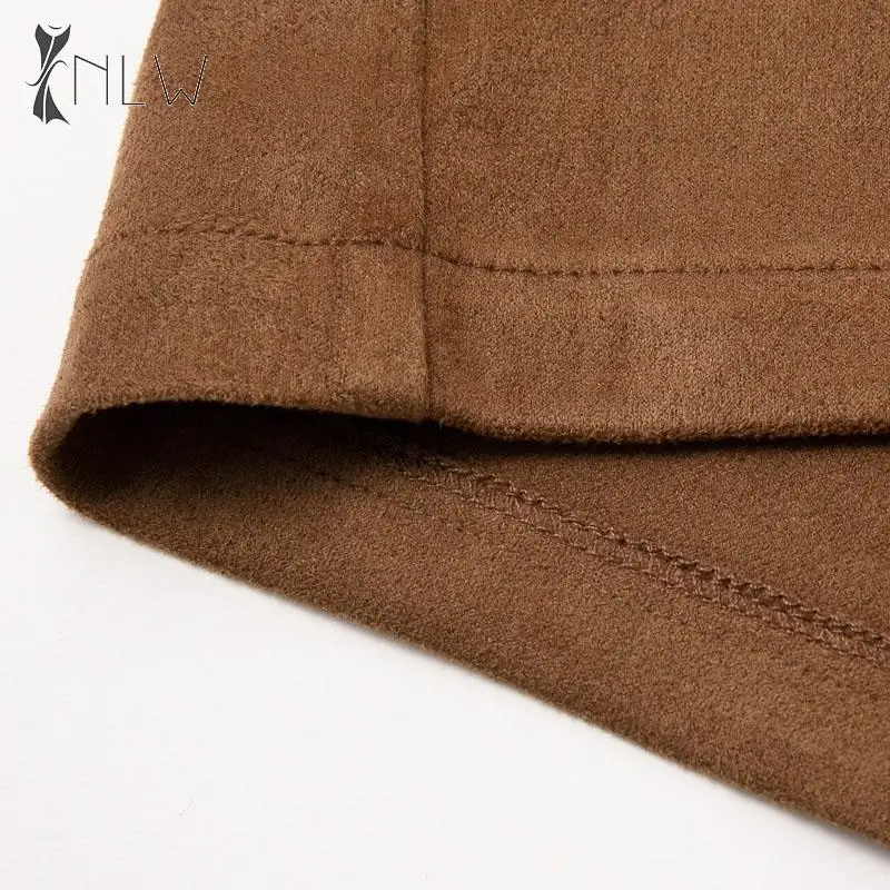 NLW искусственная замша юбки женские Осень Зима сплит короткая юбка 2019 коричневая