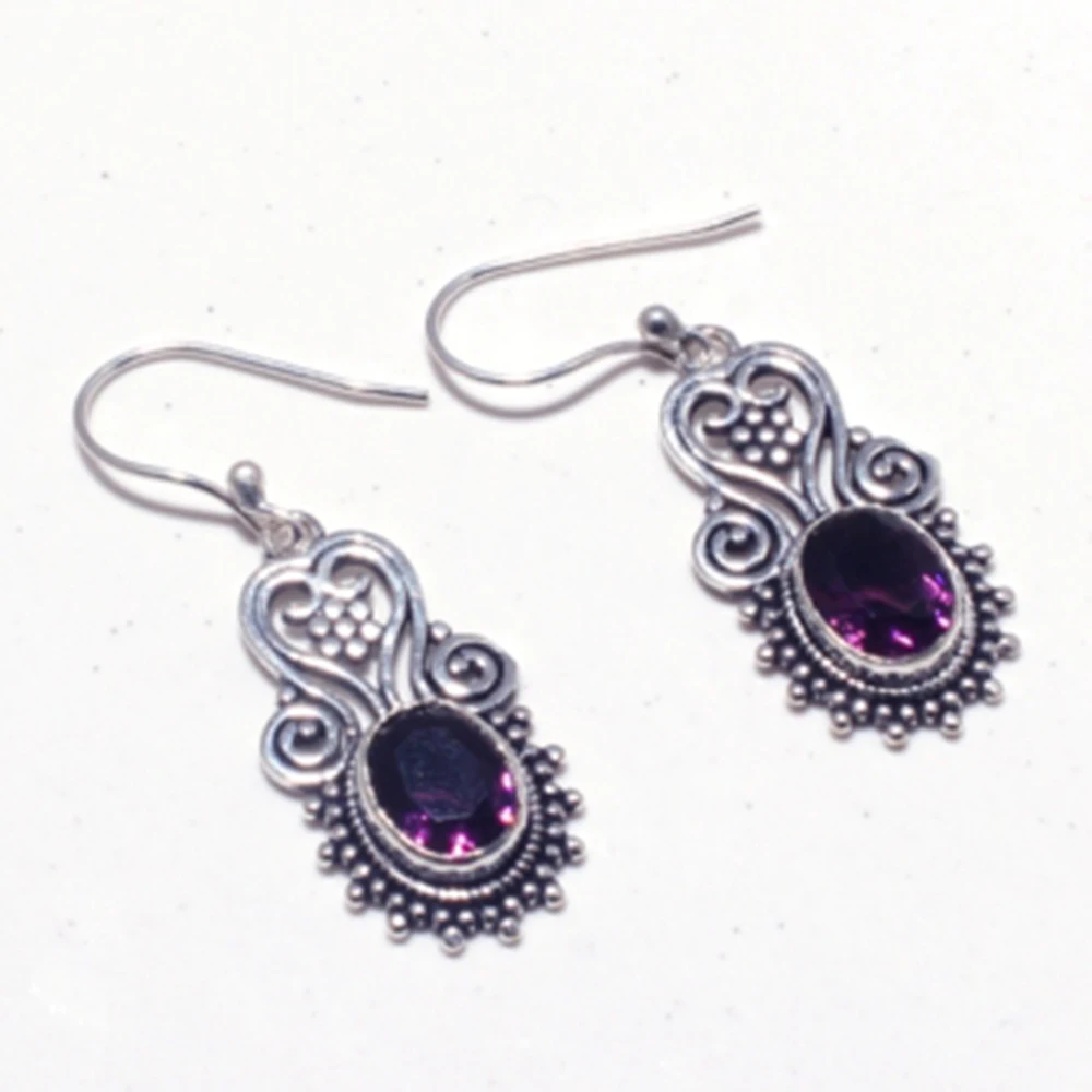 Genuine Amethyst Silver Overlay on Copper Earrings ,Hand made Women Jewelry Gift , E5306
Genuine Amethyst Silver Overlay on Copper Earrings ,Hand made Women Jewelry Gift , E5306