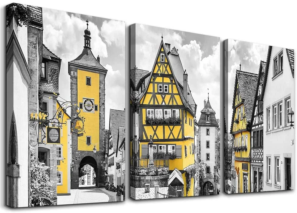 Black and white Canvas Art for living room Yellow city street painting 3 piece Wall Decor for bedroom office Home
Black and white Canvas Art for living room Yellow city street painting 3 piece Wall Decor for bedroom office Home