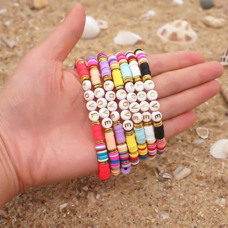 6mm Disc Heishi Beads Bracelet Women Ethnic Style Handmade Polymer Clay LOVE Letter Charm Bracelets 2021 Fashion Jewelry
6mm Disc Heishi Beads Bracelet Women Ethnic Style Handmade Polymer Clay LOVE Letter Charm Bracelets 2021 Fashion Jewelry
