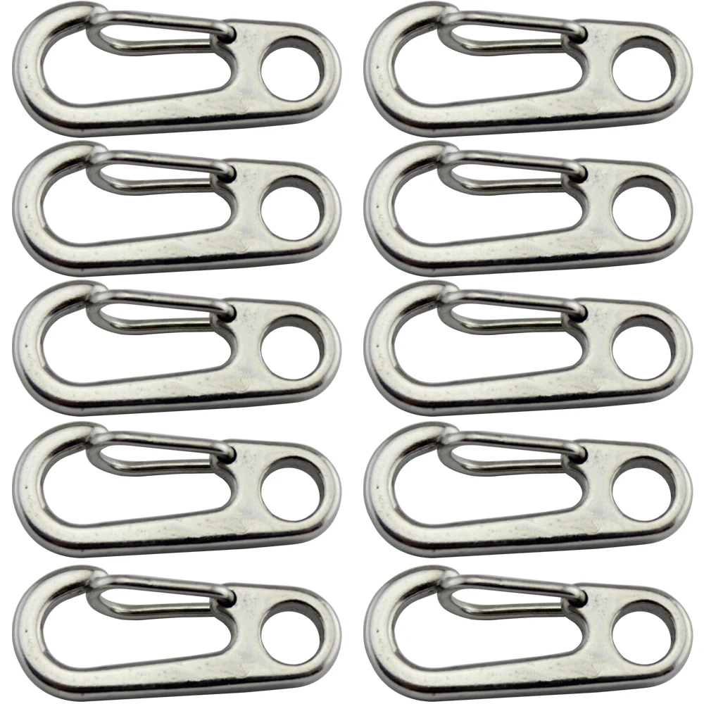 

Marine Grade Stainless Steel 304 Mini Quick Released Split Keychain Key Ring Clasps Clips Dog Leash Hooks 10pcs 35mm